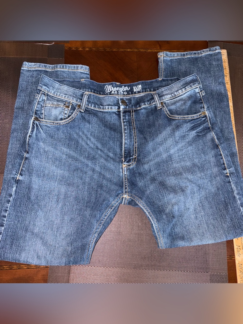 Wrangler retro slim boot 38x32 Men’s Bootcut Jeans in Medium Blue Denim stretch